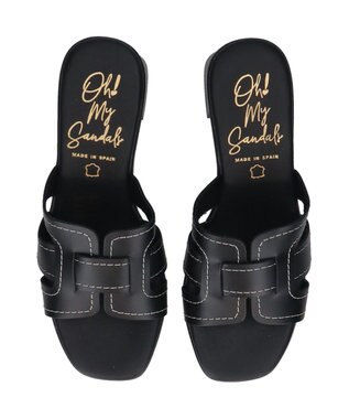 INTER-CHAUSSURES 【Oh my Sandals】チャンキーヒールレザーサンダル ブラック
