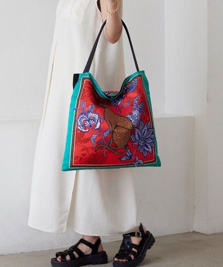 TOPKAPI 【MIHO MURAKAMI × TREASURE TOPKAPI コラボ】 サテン トートバッグ マリーゴールド