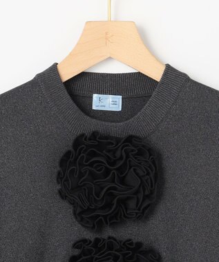 組曲 S 【組曲×setsuko sagittaire】ボンボンフラワー ニット グレー系