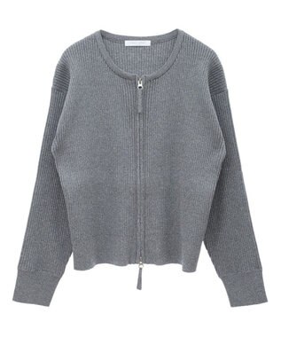 Green Parks ＺＩＰ付きニットカーディガン Gray Mixture