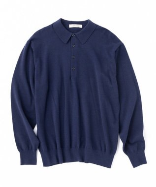 UNFILO MENS ライトウォーム ニットポロ ネイビー