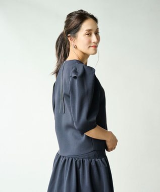 #Newans 【セレモニーにも】パフスリーブニット ネイビー