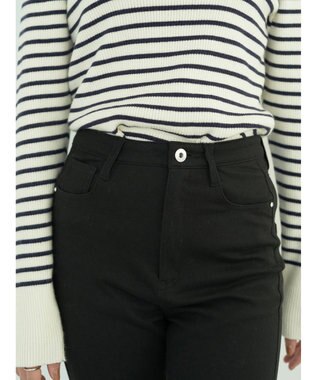 earth music&ecology 裏起毛スキニーパンツ Black