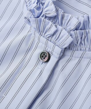 YECCA VECCA イージケアフリルカラーシャツ Stripe Blue