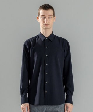 JOSEPH HOMME 新素材【シワになりにくい】テクノボイルストレッチ レギュラーカラーシャツ ネイビー系