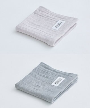 SHINTO TOWEL ランダムガーゼ ハンドタオル2枚セット ピンクグレー/グレー