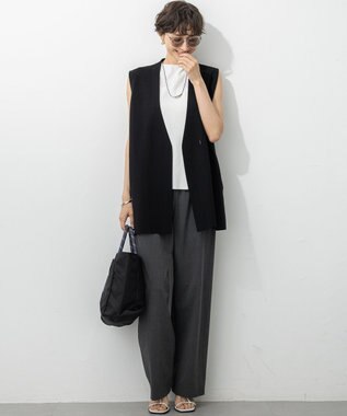 23区 【洗える/吊り干しOK】ヴィスコースストレッチ ニットベスト ブラック系