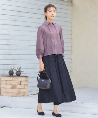 Tiaclasse 【洗える】ヴィンテージサテン消しプリーツパンツ アイボリー