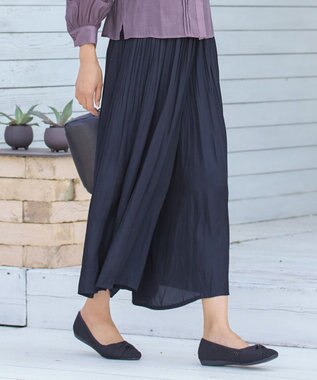 Tiaclasse 【洗える】ヴィンテージサテン消しプリーツパンツ アイボリー