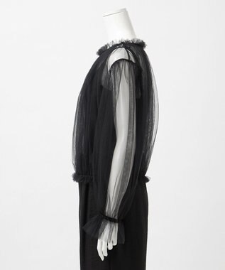 23区 S 【GOLD LABEL】チュール ギャザーブラウス ブラック系