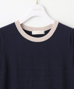 ANY SIS S 【低身長企画】バイカラー アンサンブル ネイビー