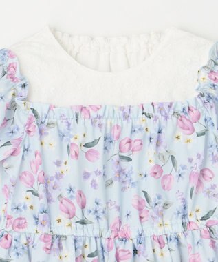 ANY KIDS オン・オフショルダー チューリップ ワンピース サックスブルー系