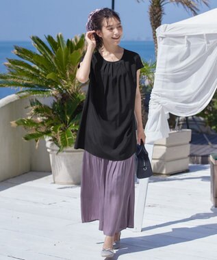 Tiaclasse 【洗える】ヴィンテージサテン消しプリーツパンツ ラベンダー