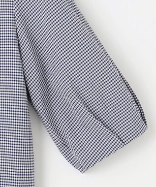 J.PRESS LADIES S 【洗える】アセVis ギンガム フリル襟 ブラウス ネイビー系3