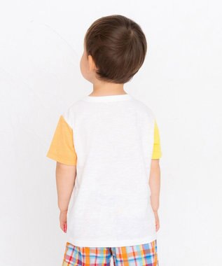 MIKI HOUSE HOT BISCUITS かすれプリント 袖配色 半袖Tシャツ 白