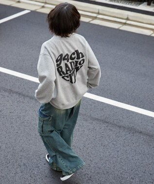 WEGO 【ユニセックス着用ITEM/裏起毛/SMLサイズ展開】リラックスフィットハートロゴプルオーバー 杢グレー