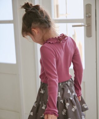 ANY KIDS テレコハイネック長袖Tシャツ ボルドー