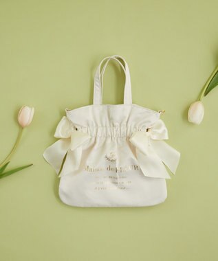 Maison de FLEUR ダブルリボン2Wayトートバッグ Ivory
