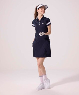 FILA GOLF／marie claire 【FILA GOLF】スポーティ半袖ワンピース ネイビー