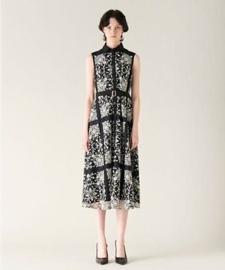 GRACE CONTINENTAL 刺繍フレアドレス ブラック