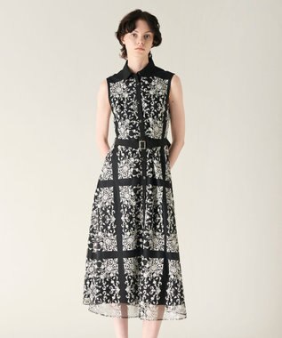 GRACE CONTINENTAL 刺繍フレアドレス ブラック