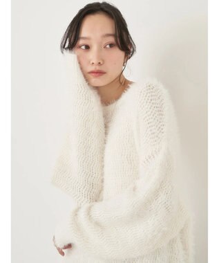 earth music&ecology ゆるモヘアライクレースニット Ivory