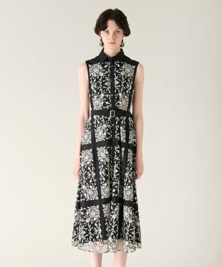 GRACE CONTINENTAL 刺繍フレアドレス ブラック