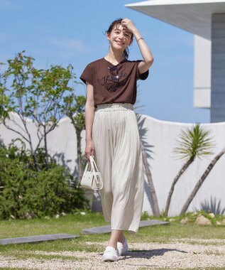 Tiaclasse 【洗える】ヴィンテージサテン消しプリーツパンツ アイボリー