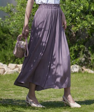 Tiaclasse 【洗える】ヴィンテージサテン消しプリーツパンツ ラベンダー