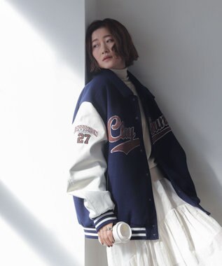 WEGO 【25年秋冬新作/ユニセックス着用ITEM/SMLサイズ展開】メルトンワッペンスタジャン ネイビー