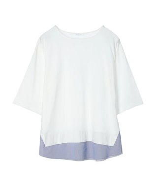 Green Parks 裾ドッキングレイヤー風７分袖プルオーバー Off White