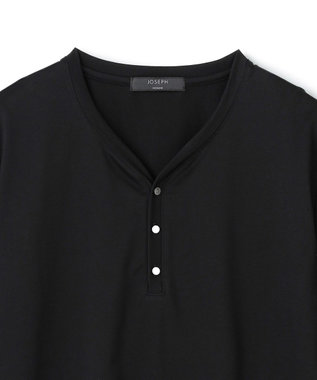 JOSEPH HOMME スビンソフトジャージー　ヘンリーネック半袖カットソー ブラック系