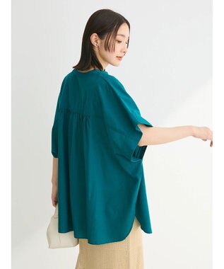 Green Parks 綿麻混ポンチョ風シャツ Blue Green