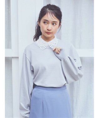 earth music&ecology 襟付きニットプルオーバー Sax