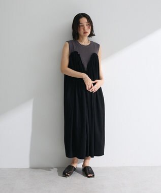 Green Parks ・ＳＵＧＡＲ　ＳＰＯＯＮ　ギャザーノースリーブワンヒ Charcoal Gray