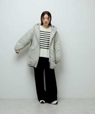 Green Parks フーディ中綿コート Olive