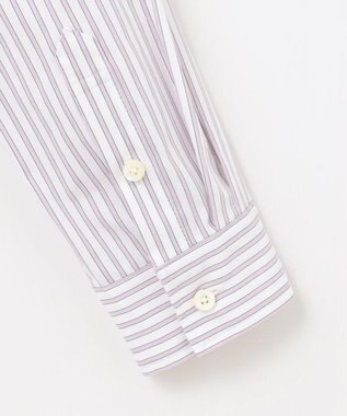 J.PRESS LADIES L 【洗える】BEZ ストライプ シャツカラー ブラウス ふじ色系1