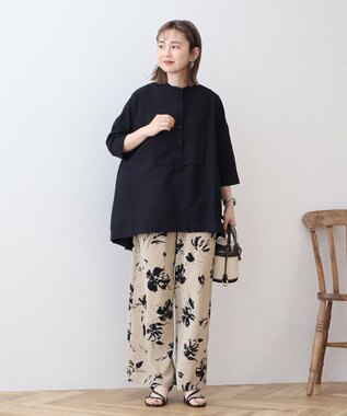 AMERICAN HOLIC 【WEB限定】接触冷感バンドカラーシャツチュニック Black