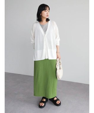 Green Parks 接触冷感Ｖネックカーデ White