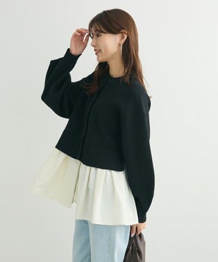 Green Parks ・ＥＬＥＮＣＡＲＥ　ＤＵＥ　スソレイヤーニットカーディカ Black