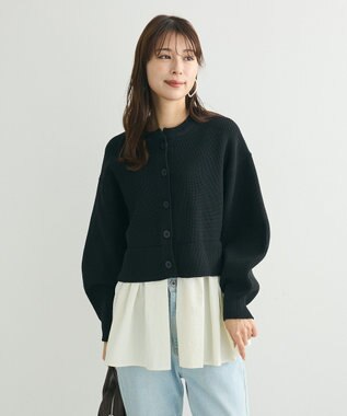 Green Parks ・ＥＬＥＮＣＡＲＥ　ＤＵＥ　スソレイヤーニットカーディカ Black