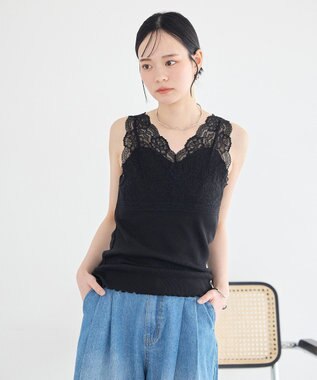 earth music&ecology 前後２ＷＡＹレースタンクトップ Black