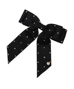 Maison de FLEUR ビジューグログランリボンバレッタ Black