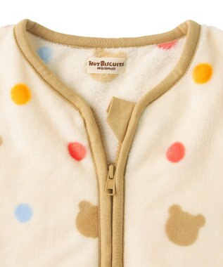 MIKI HOUSE HOT BISCUITS 総柄 フリーススリーパー アイボリー