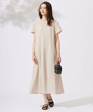自由区 【カタログ掲載・接触冷感・UVカット・洗える】リネンミックスツィル ワンピース サンド