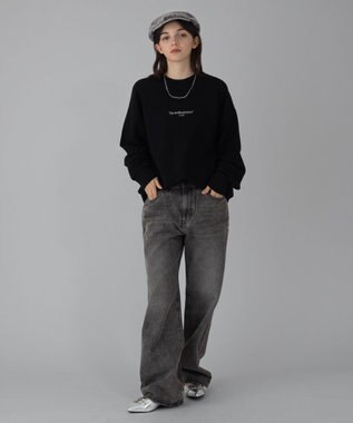 WEGO 【ユニセックス着用ITEM/2点SET/MLサイズ展開】アクセ付きフォトグラフィックプルオーバー ブラック