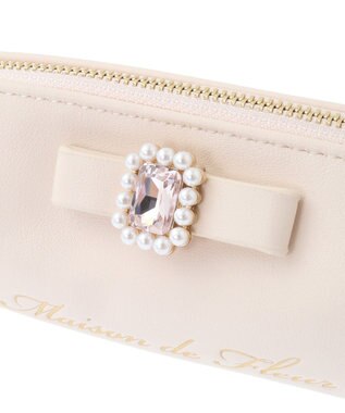Maison de FLEUR パールビジュー合皮リボンロングポーチ Light Pink