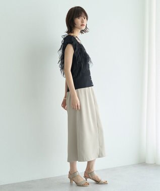 YECCA VECCA ポケットデザインナロースカート Light Beige