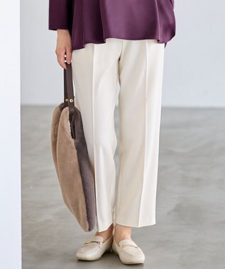 【6サイズ展開/洗濯機可/裏起毛/ウエストゴム/2WAYストレッチ】ウォームテーパードパンツ