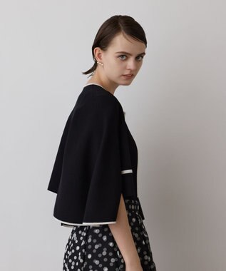 GRACE CONTINENTAL バイカラースリットニットカーディガン ブラック